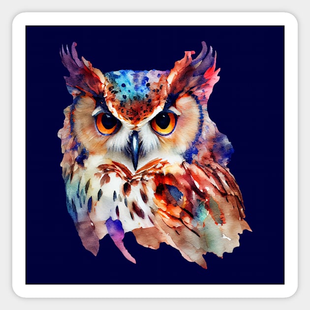 Watercolor Colorful Owl Portrait Sticker by KOTOdesign